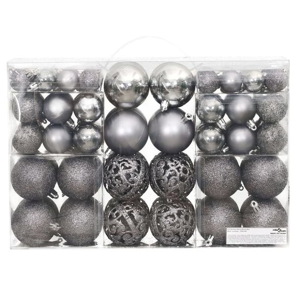 vidaXL Christmas Baubles 100 pcs Grey 3 / 4 / 6 cm