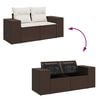 vidaXL Garden Sofa with Cushions 2-Seater Brown Poly Rattan