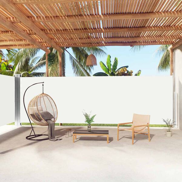 vidaXL Retractable Side Awning Cream 200x1000 cm