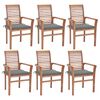 vidaXL Dining Chairs 6 pcs with Grey Cushions Solid Teak Wood