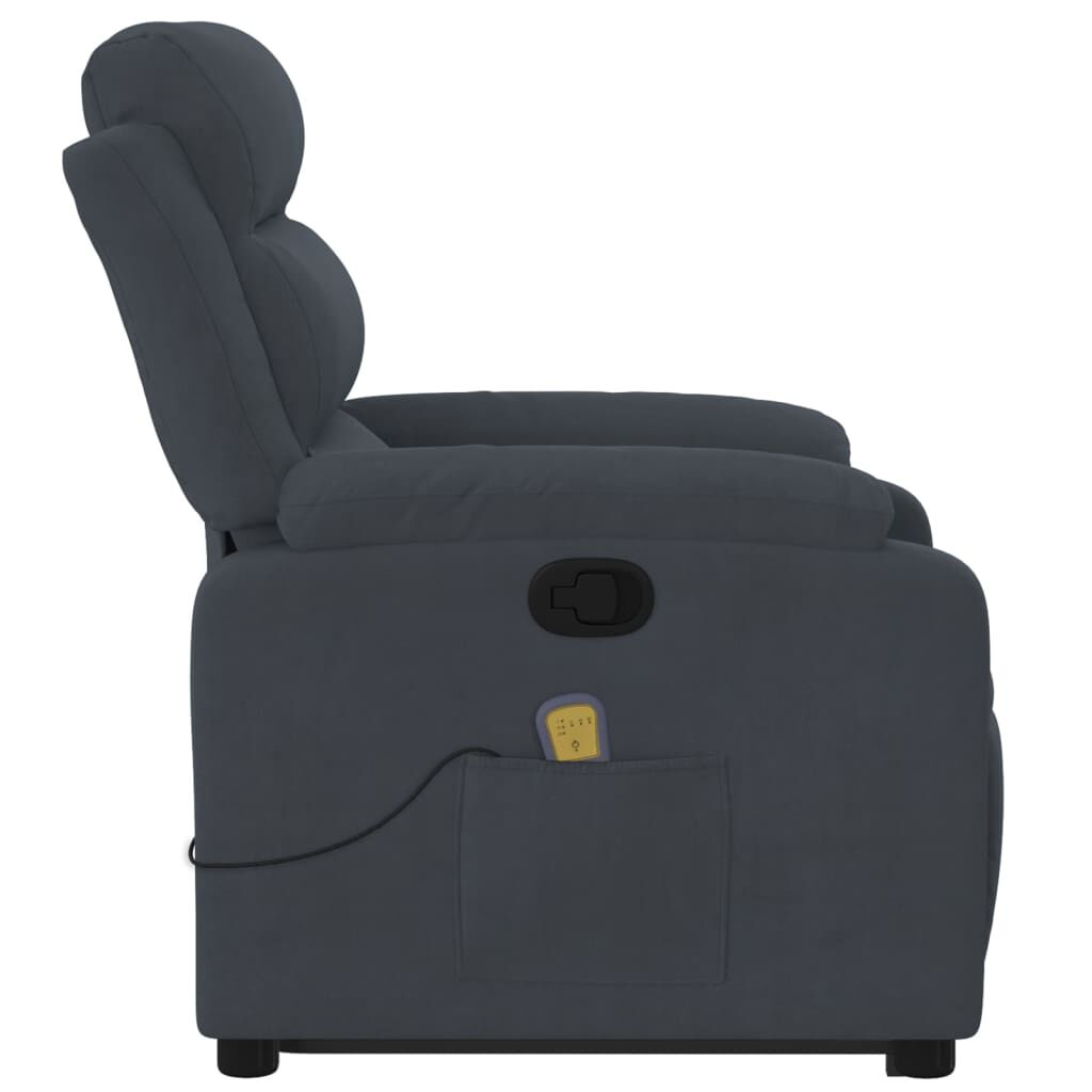 vidaXL Stand up Massage Recliner Chair Dark Grey Velvet