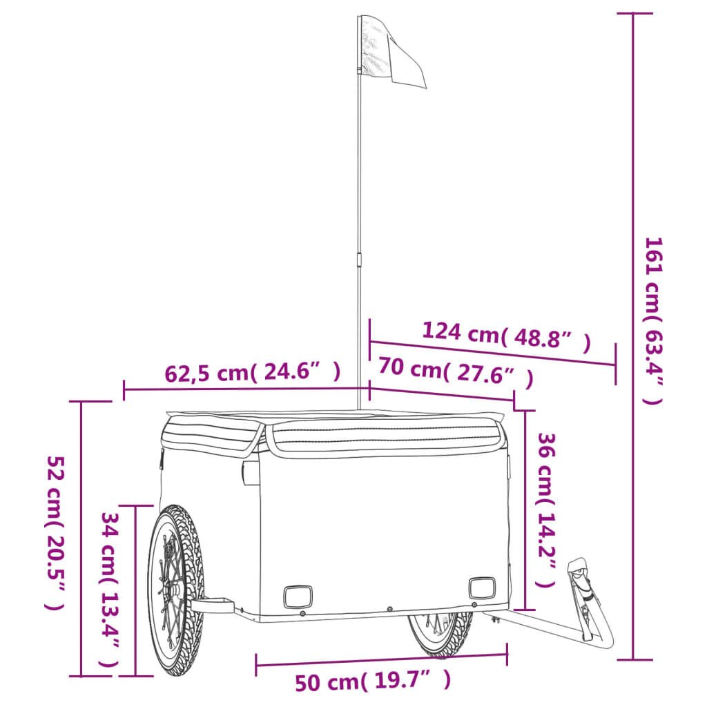 vidaXL Bike Trailer Black and Grey 45 kg Iron