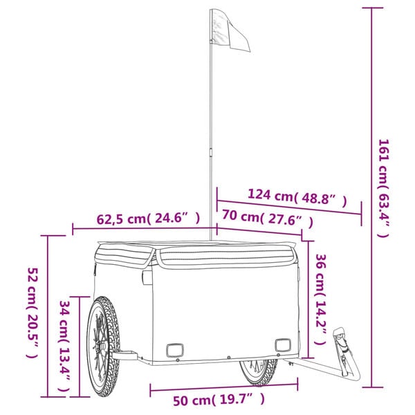 vidaXL Bike Trailer Black and Grey 45 kg Iron