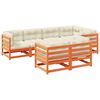 vidaXL 7 Piece Garden Sofa Set with Cushions Wax Brown Solid Wood Pine