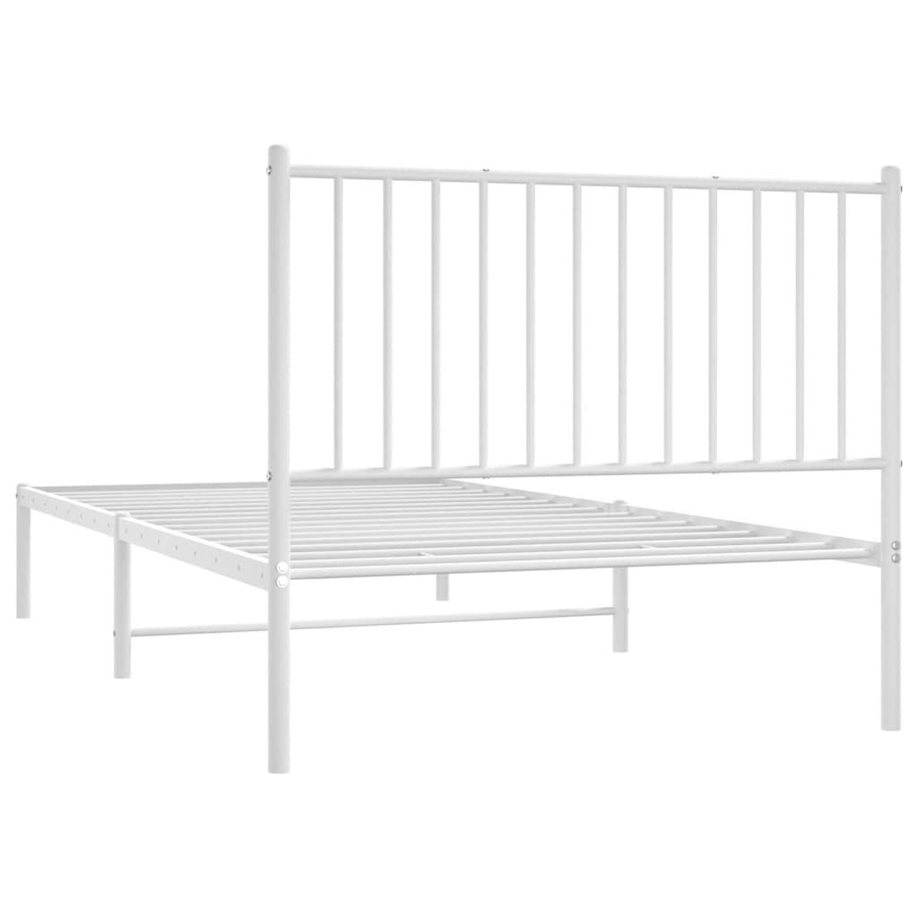 vidaXL Metal Bed Frame without Mattress with Headboard White 100x200cm