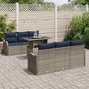 vidaXL Garden Sofa Set with Cushion 7 pcs Grey Poly Rattan