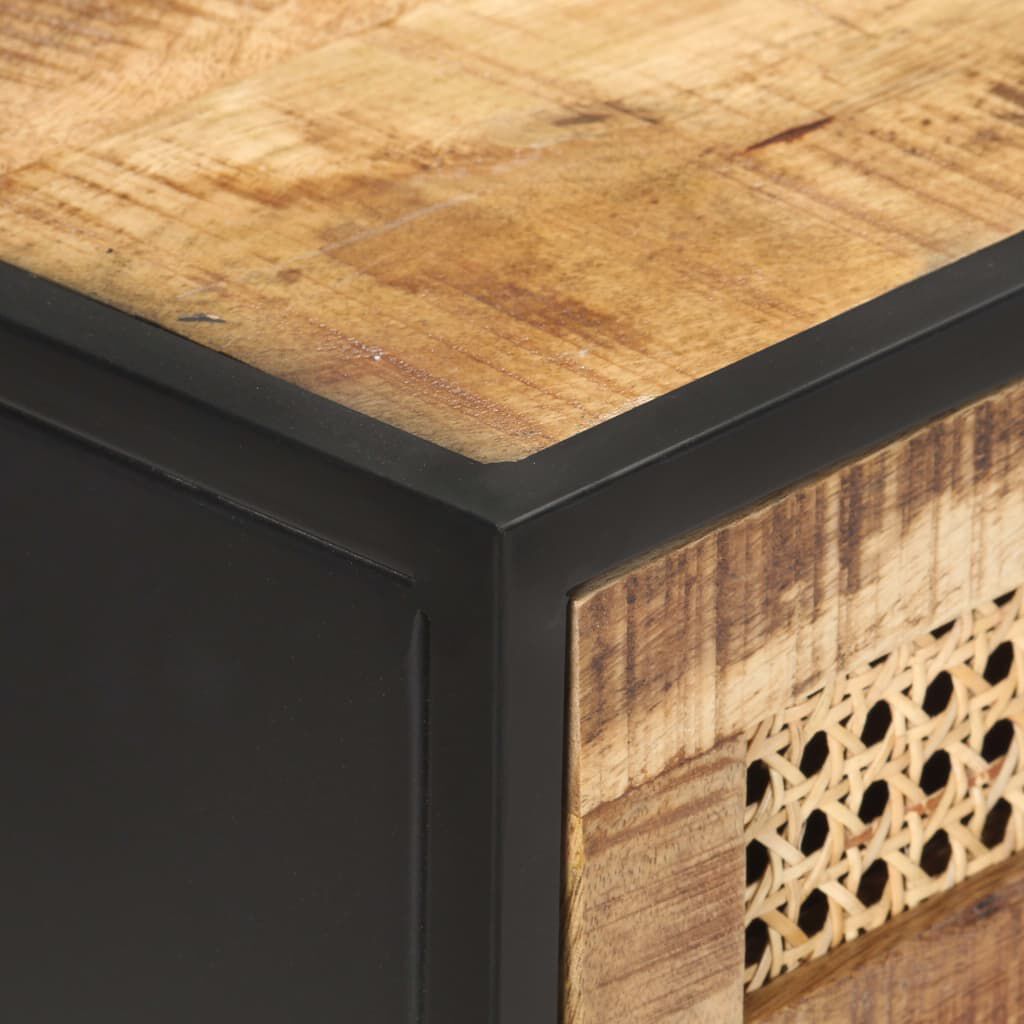 vidaXL Console Table 100x35x75 cm Rough Mango Wood and Natural Cane