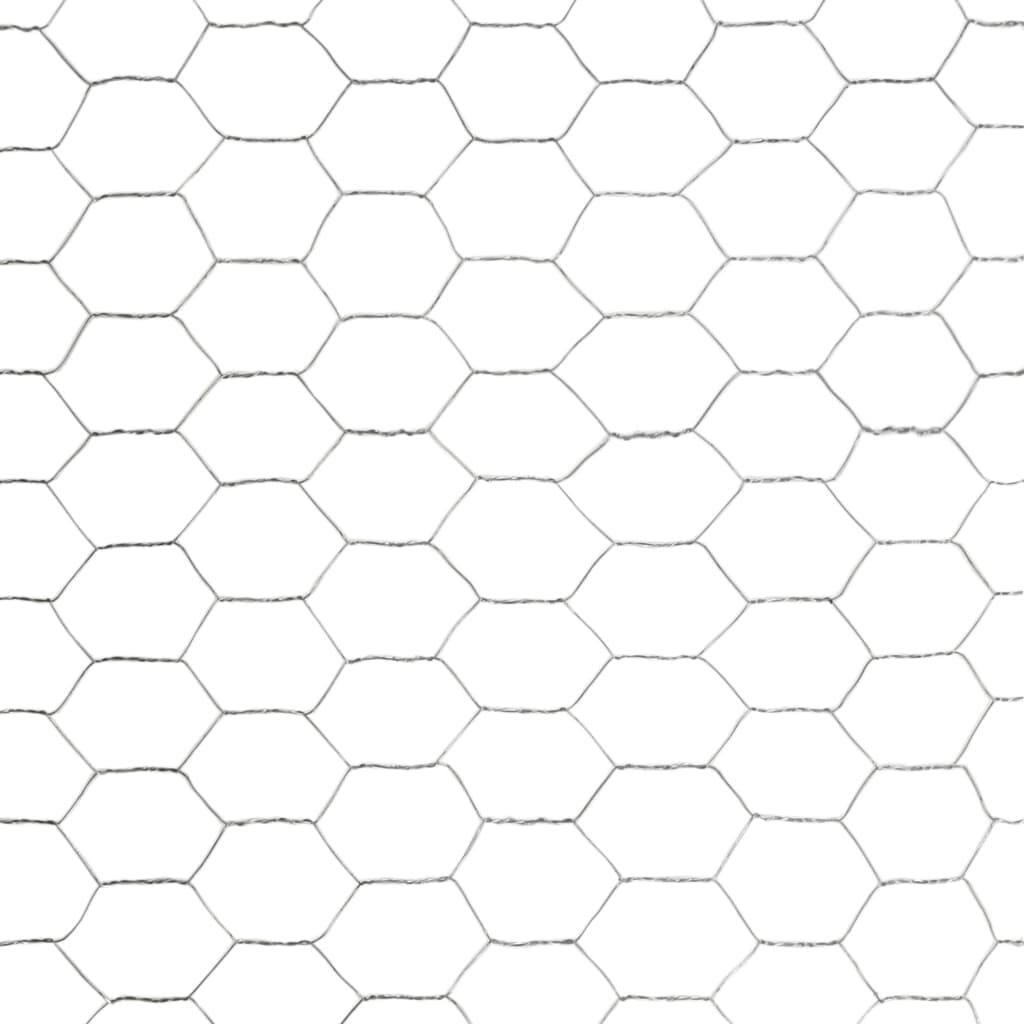 vidaXL Chicken Wire Fence Galvanised Steel 25x1.5 m Silver