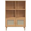 vidaXL Bookcase SENJA Rattan Look Brown 90x35x130 cm Solid Wood Pine