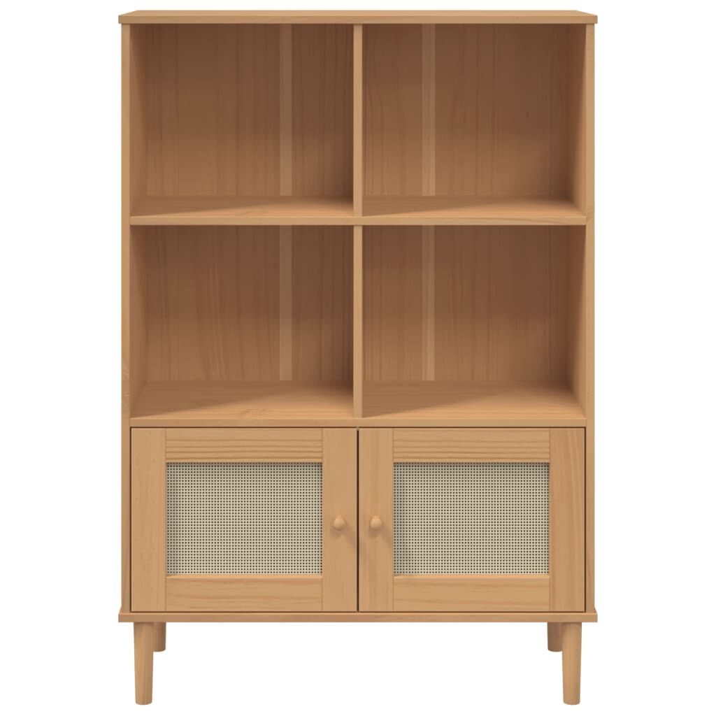 vidaXL Bookcase SENJA Rattan Look Brown 90x35x130 cm Solid Wood Pine