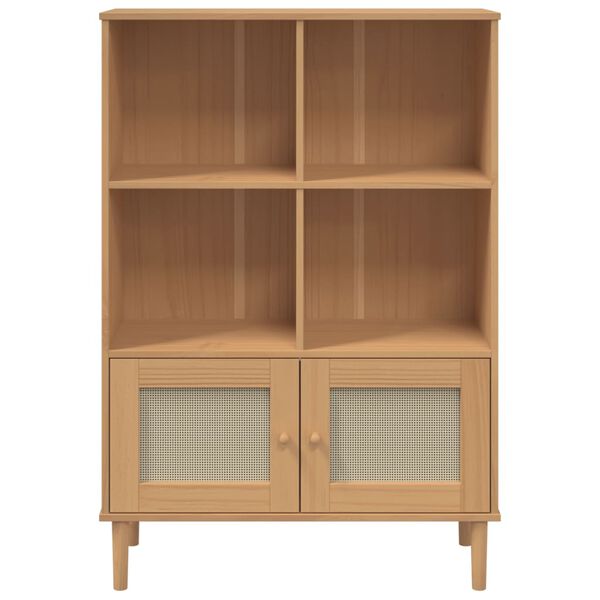 vidaXL Bookcase SENJA Rattan Look Brown 90x35x130 cm Solid Wood Pine