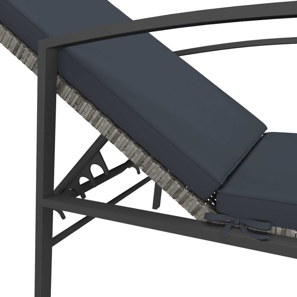 vidaXL Sun Loungers 2 pcs with Table Poly Rattan Grey