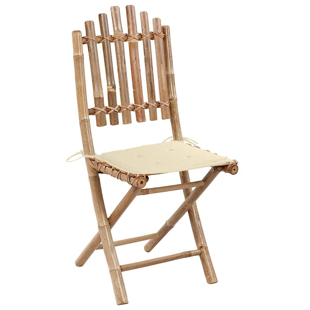 vidaXL 5 Piece Folding Outdoor Dining Set with Cushions Bamboo
