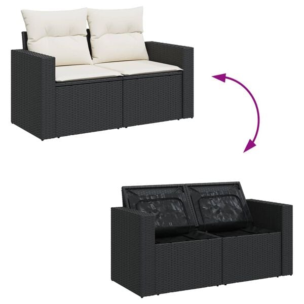vidaXL 11 Piece Garden Sofa Set with Cushions Black Poly Rattan