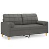 vidaXL 2-Seater Sofa with Throw Pillows Dark Grey 140 cm Fabric