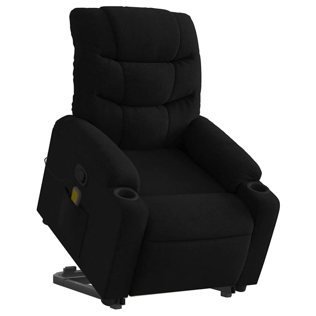vidaXL Stand up Massage Recliner Chair Black Fabric