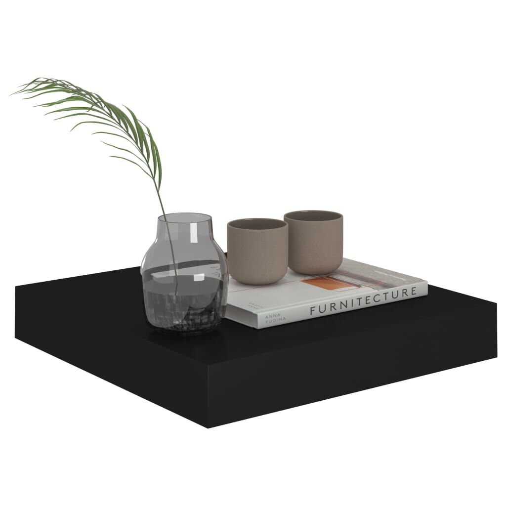 vidaXL Floating Wall Shelf Black 23x23.5x3.8 cm MDF