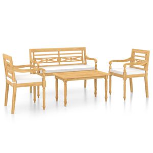vidaXL 4 Piece Garden Lounge Set with Cushions Solid Teak Wood
