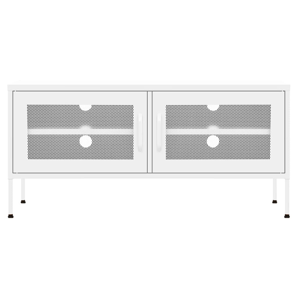 vidaXL TV Cabinet White 105x35x50 cm Steel