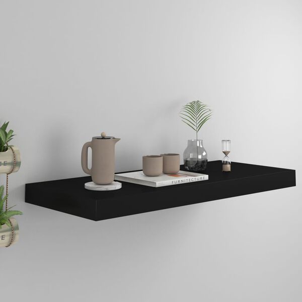 vidaXL Floating Wall Shelf Black 60x23.5x3.8 cm MDF