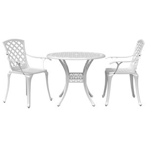 vidaXL 3 Piece Bistro Set White Cast Aluminium