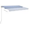vidaXL Automatic Retractable Awning with Posts 3x2.5 m Blue&White