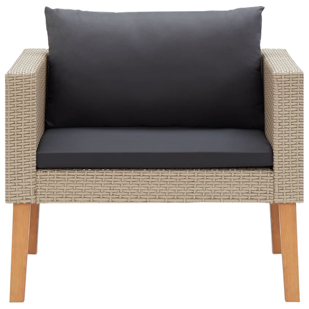 vidaXL Single Garden Sofa with Cushions Poly Rattan Beige