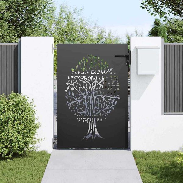 vidaXL Garden Gate 85x125 cm Corten Steel Tree Design