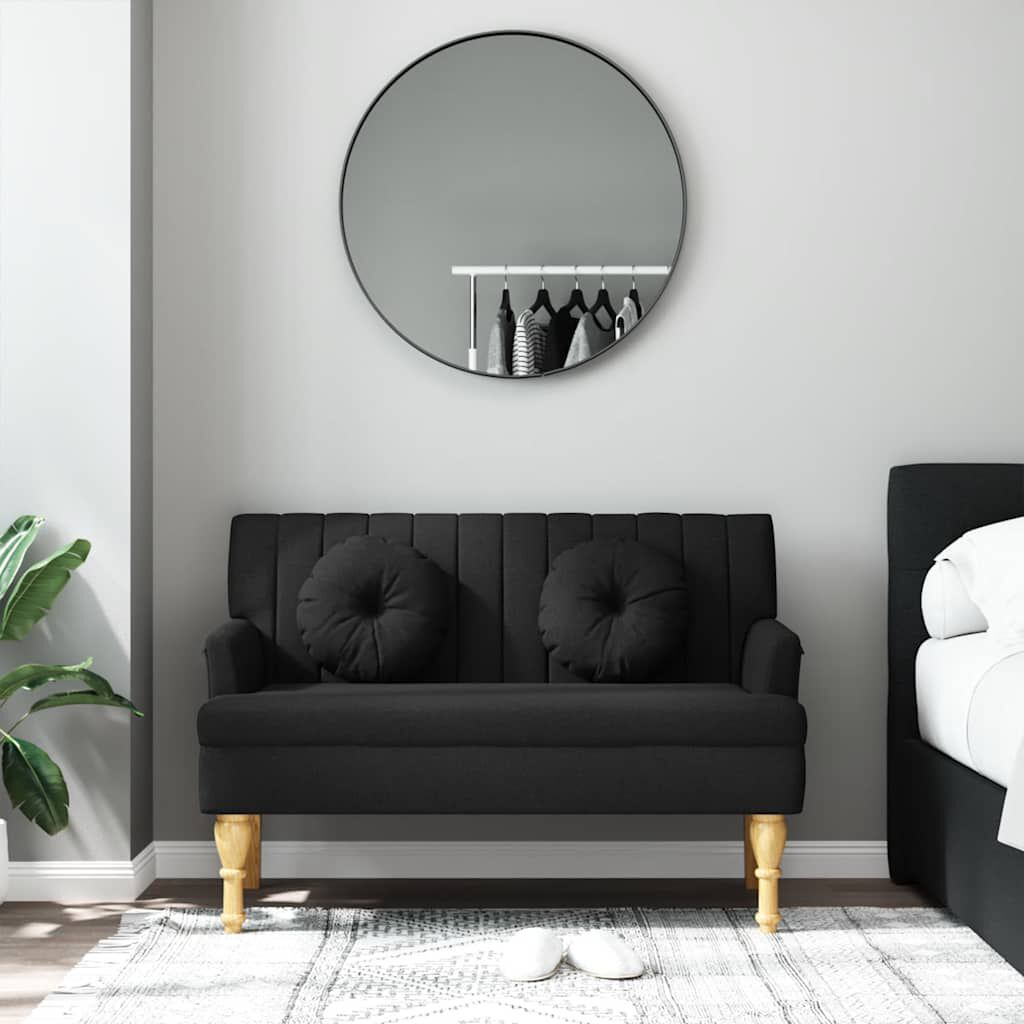 vidaXL Bench with Cushions Black 113x64.5x75.5 cm Fabric