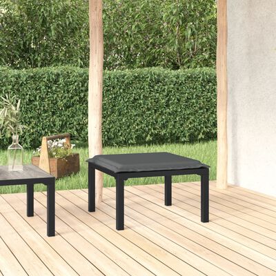 vidaXL Garden Footstool with Cushion Black and Grey Poly Rattan