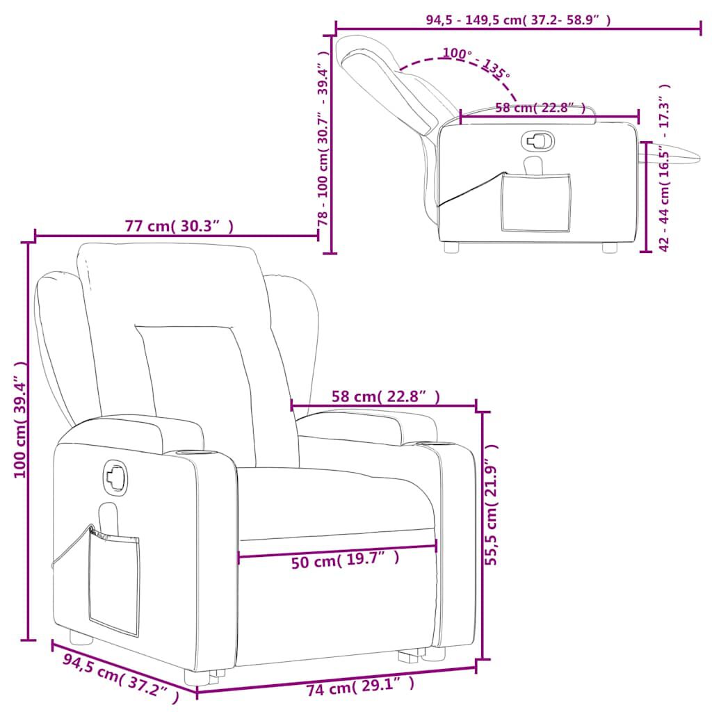 vidaXL Stand up Massage Recliner Chair Light Grey Fabric