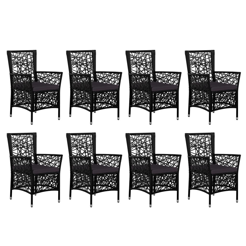 vidaXL 9 Piece Outdoor Dining Set Poly Rattan Black