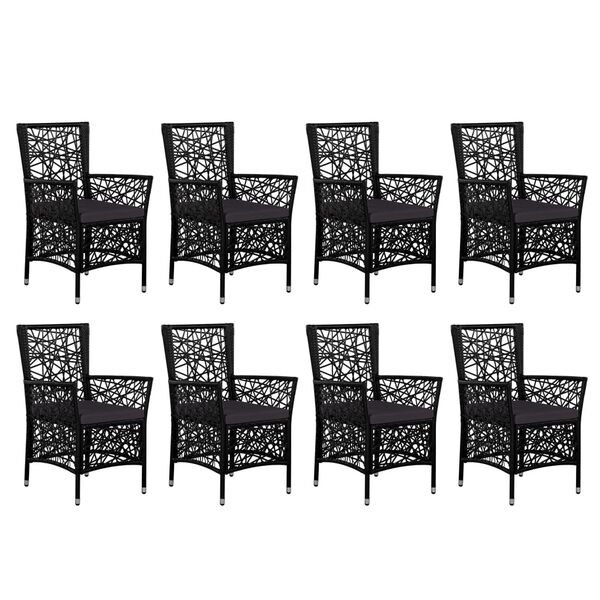 vidaXL 9 Piece Outdoor Dining Set Poly Rattan Black