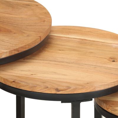 vidaXL Side Tables 3 pcs Solid Acacia Wood