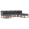 vidaXL 7 Piece Garden Lounge Set with Cushions Poly Rattan Grey