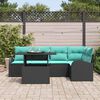 vidaXL Garden Sofa Set with Cushion 6 pcs Black and Blue Poly Rattan