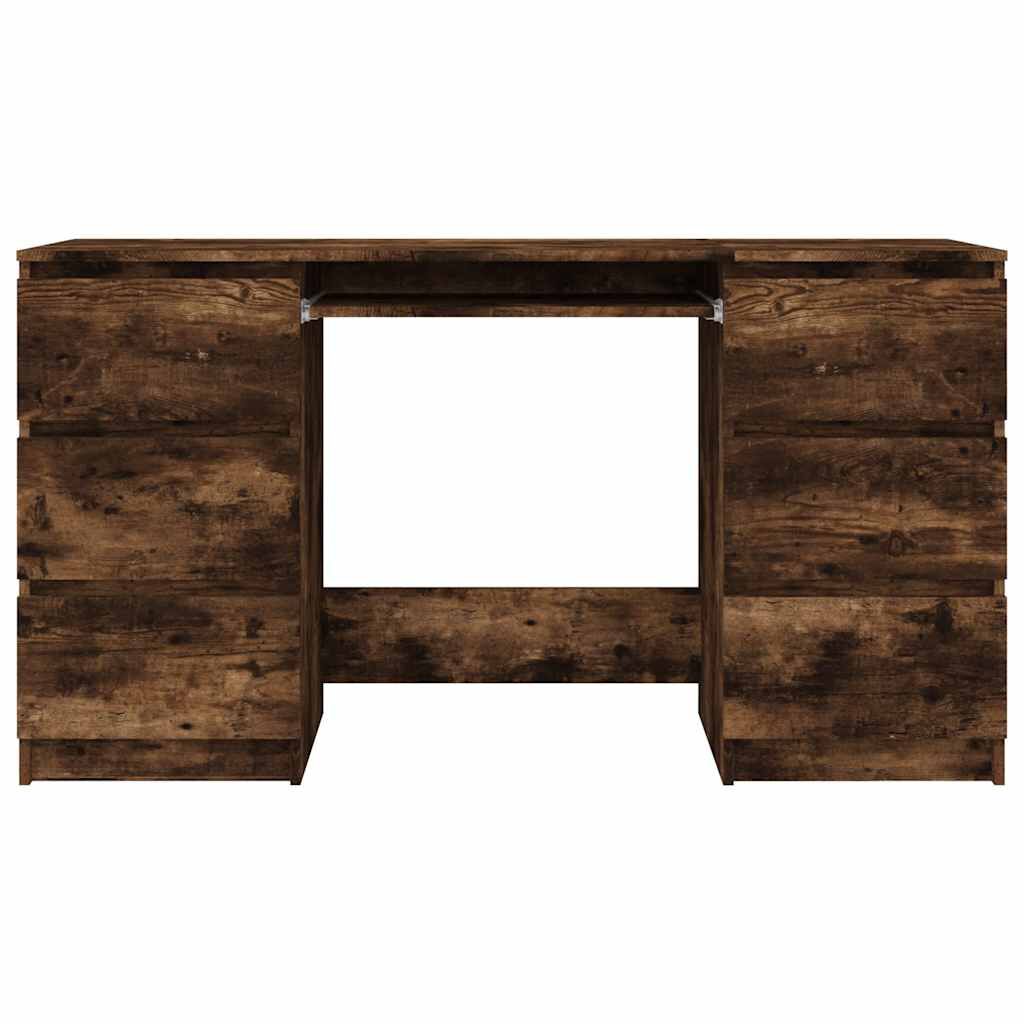 vidaXL Writing Desk Smoked Oak 140x50x77 cm Engineered Wood