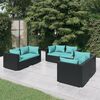vidaXL 6 Piece Garden Lounge Set with Cushions Poly Rattan Black