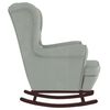 vidaXL Rocking Chair with Solid Wood Rubber Legs Light Grey Velvet