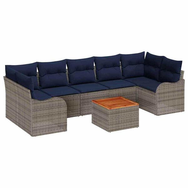 vidaXL Garden Sofa Set 8 pcs Grey Poly rattan