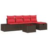 vidaXL Garden Sofa Set with Cushion 6 pcs Brown Poly Rattan