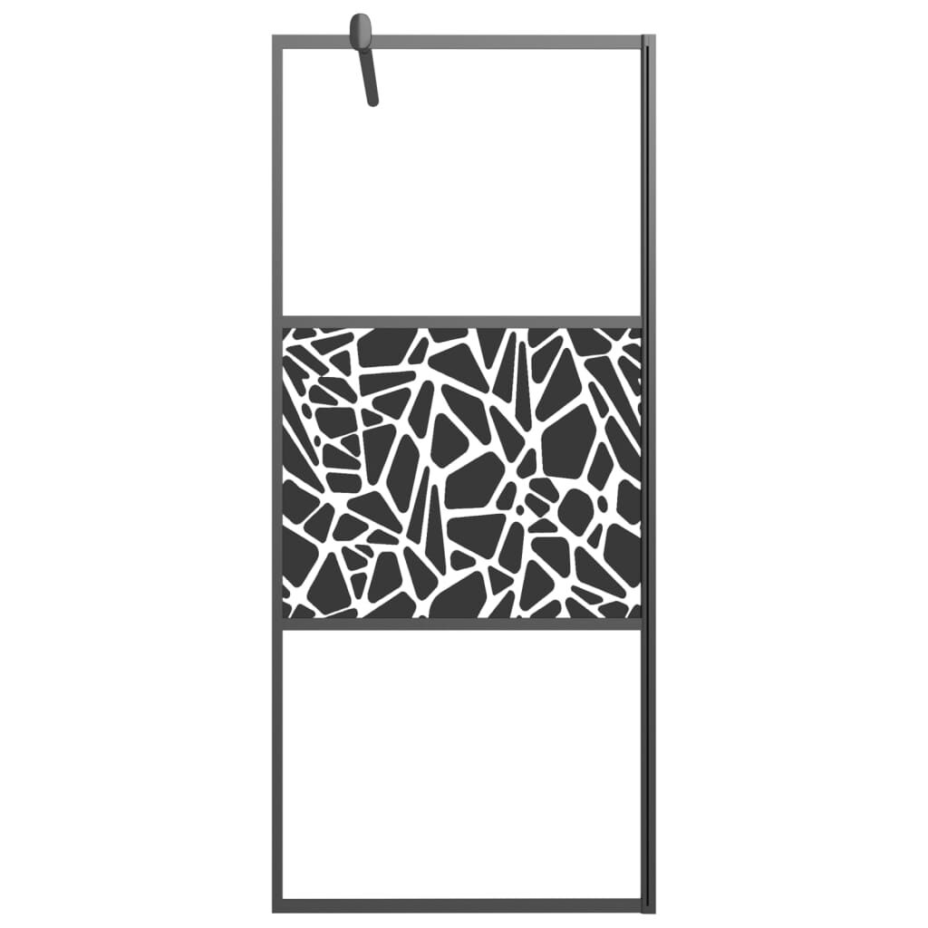 vidaXL Walk-in Shower Wall with Shelf Black 80x195cm ESG Glass&Aluminium