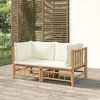 vidaXL Garden Corner Sofas with Cream White Cushions 2 pcs Bamboo