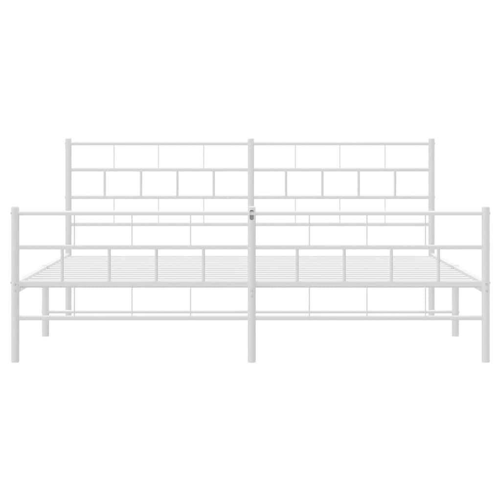 vidaXL Metal Bed Frame without Mattress with Footboard White 193x203cm