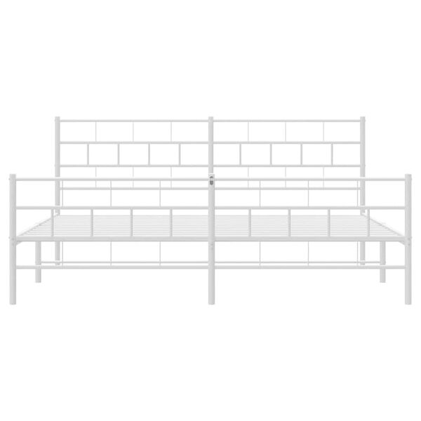 vidaXL Metal Bed Frame without Mattress with Footboard White 193x203cm