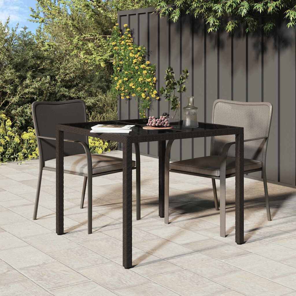 vidaXL Garden Dining Table Brown 90 x 90 x 75 cm Poly rattan