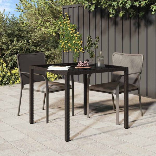 vidaXL Garden Dining Table Brown 90 x 90 x 75 cm Poly rattan