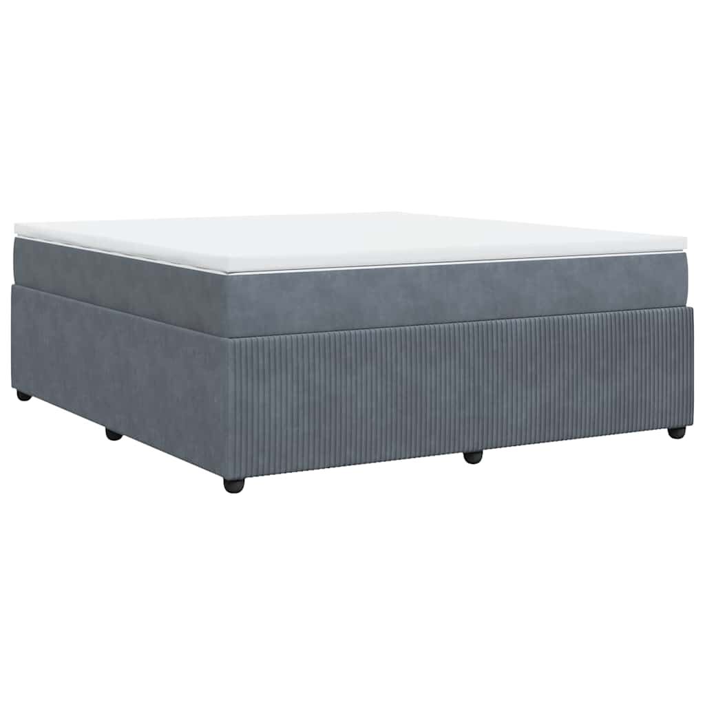 vidaXL Box Spring Bed with Mattress Dark Grey King Velvet
