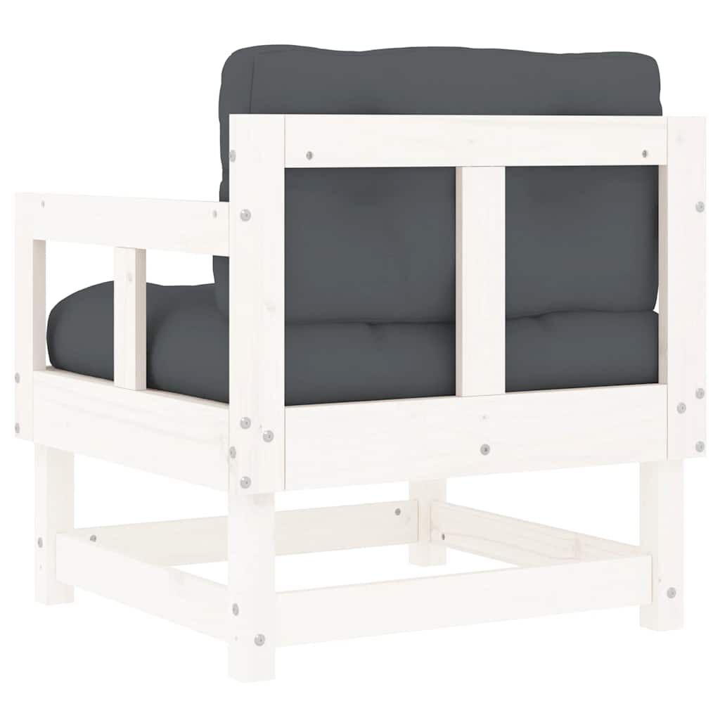 vidaXL Garden Chairs with Cushions 2 pcs White Solid Wood Pine