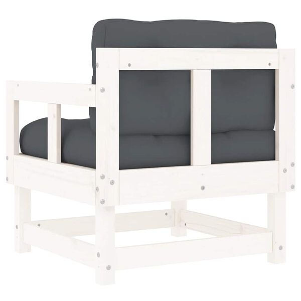 vidaXL Garden Chairs with Cushions 2 pcs White Solid Wood Pine